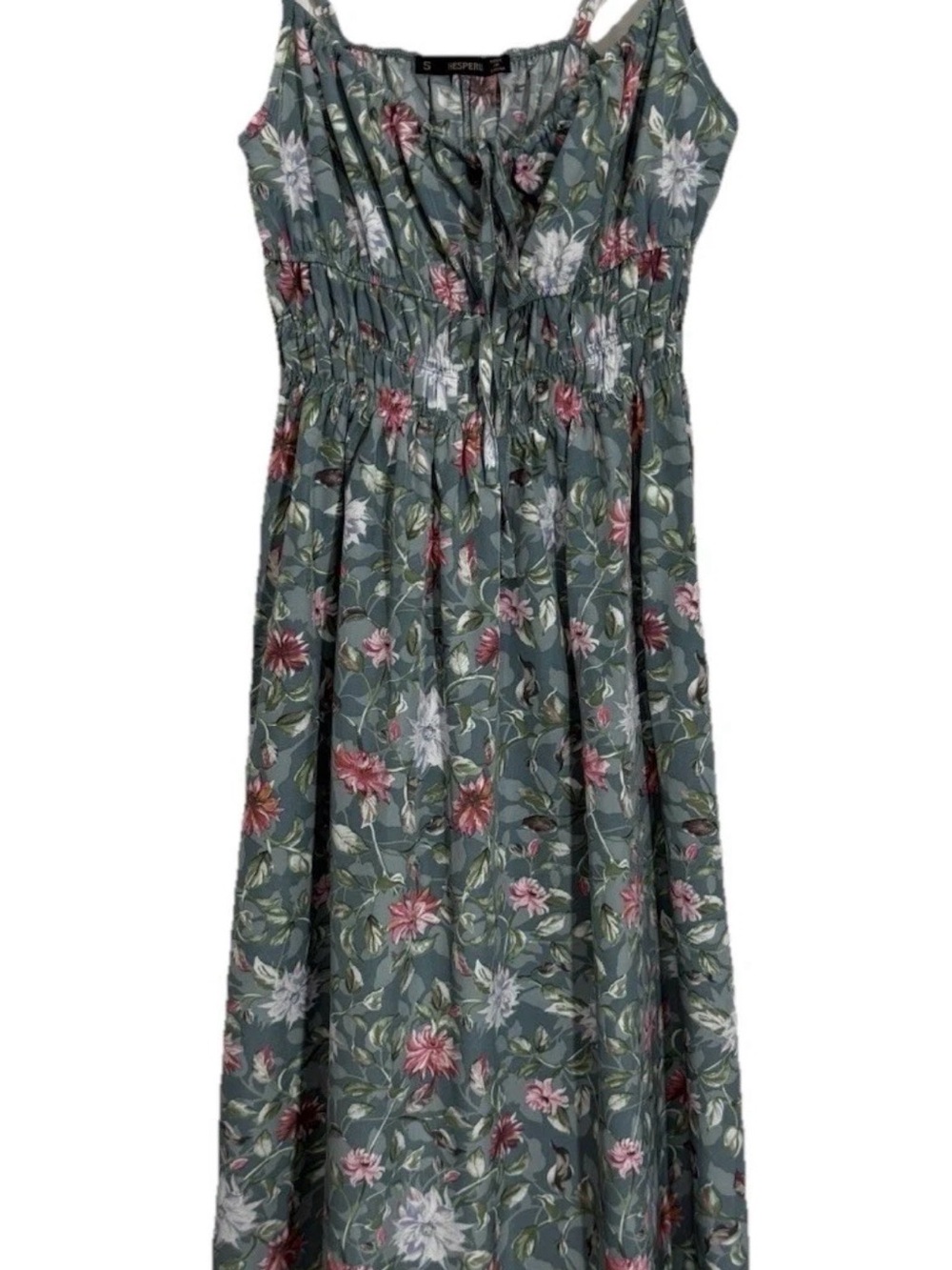 Hesperus Sundress Women's Small Blue Floral Smocked Romantic Feminine EUC